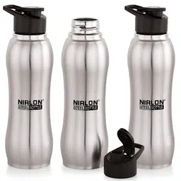 NIRLON Silver-Toned 3 Pieces Aqua Flip Single Wall Stainless Steel Water Bottle 750ml-3