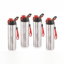 NIRLON Silver Toned & Black 4 Pieces Stainless Steel Water Bottles 900 ml Each-31