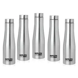 NIRLON Silver-Toned 5 Pieces TallBell Stainless Steel Single Wall Water Bottle 1 L each-39