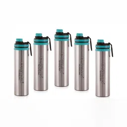 NIRLON Eco Star Silver Toned & Green 5 Pieces Stainless Steel Sippers 900 ml Each-38
