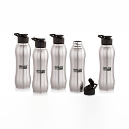 NIRLON Silver Toned 5 Pieces Stainless Steel Single Wall Vacuum Water Bottles 750 ml Each-image-59