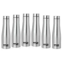 NIRLON Silver-Toned 6 Pieces Stainless Steel Water Bottles 1 L Each-56