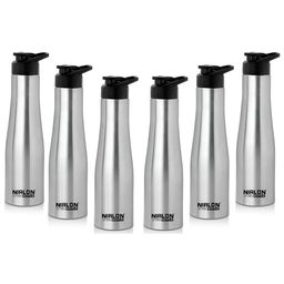 NIRLON Silver-Toned 6 Pieces Stainless Steel Solid Water Bottle 1L-11
