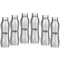 NIRLON Silver-Toned 6 Pieces Stainless Steel Water Bottle 1L-9