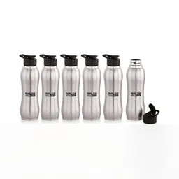 NIRLON Silver-Toned 6 Pieces Stainless Steel Solid Water Bottle 750ml-6