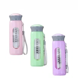 WELOUR Pink & Green 3 Pieces Glass Water Bottle-image-64