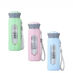 WELOUR Pink & Green 3 Pieces Glass Water Bottle-image-81
