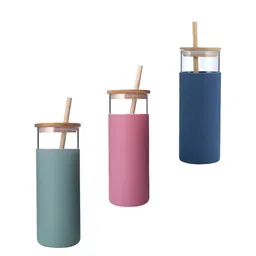 WELOUR Pink & Green 3 Pieces Glass Water Bottle-image-63