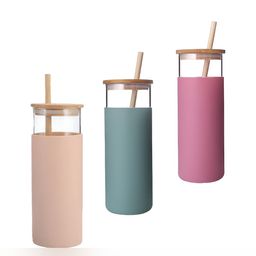 WELOUR Beige & Pink 3 Pieces Glass Water Bottle-image-37