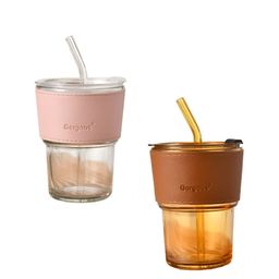 WELOUR Pink & Brown 2 Pieces Glass Water Bottles-image-92