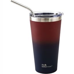The Better Home Maroon & Blue Stainless Steel Sipper Water Bottle With Straw & Lid 450 ml-image-79