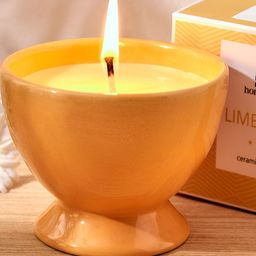 Home Centre Yellow Lemon Grass Scented Jar Candle-2