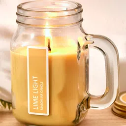 Home Centre Yellow Lemongrass Scented Jar Candle-16