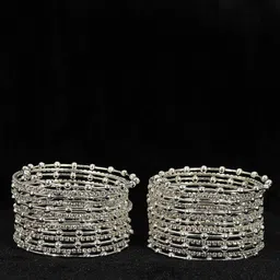 NMII Set Of 26 Silver-Plated Zircon Diamond Stone Studded Bangles-31