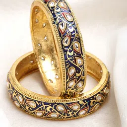 KARATCART Set Of 2 Gold-Plated Kundan-Studded Bangle-41