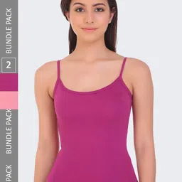 POOJA RAGENEE Pack of 2 Pure Cotton Non Padded Camisole-image-23