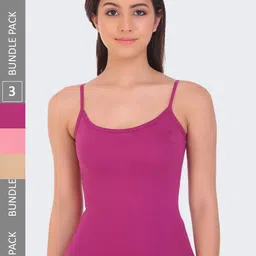 POOJA RAGENEE Pack of 3 Pure Cotton Non Padded Camisole-image-78