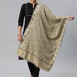 Sangria Floral Woven Design Woollen Pashmina Stole-picture-32