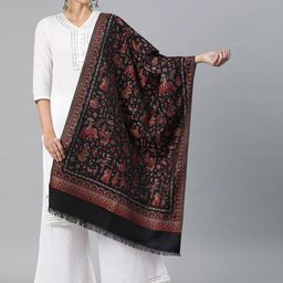 Sangria Ethnic Motifs Woven Design Winter Pashmina Woollen Stole-27