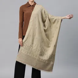 Sangria Ethnic Motifs Woven Design Woollen Pashmina Stole-21