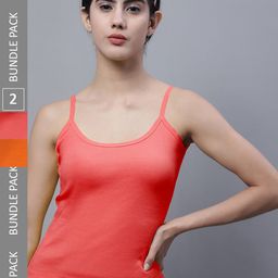 FBAR Pack Of 2 Sleeveless Non Padded Pure Cotton Bio Wash Camisoles-picture-23