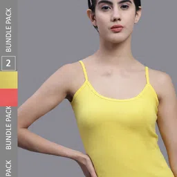 FBAR Pack Of 2 Sleeveless Non Padded Pure Cotton Bio Wash Camisoles-image-79