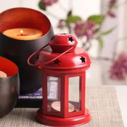 eCraftIndia Red Lantern Tealight Candle Holder-image-2