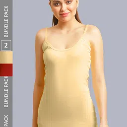 FBAR Pack Of 2 Sleeveless Cotton Long Camisoles-image-91