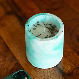 ExclusiveLane White & Green Printed Lavender Jar Scented Candle-23