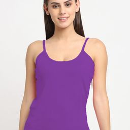 Friskers Women Purple Solid Cotton Camisole-image-40