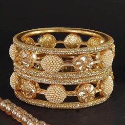ZULKA Pack of 6 Zircon Diamond & Kundan Stones Bangles image 4