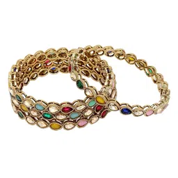 KARATCART Set Of 4 Gold-Plated Stone Studded Bangles image 2