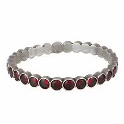 Adwitiya Collection Oxidised Silver Plated Stone-Studded Bangle image 2