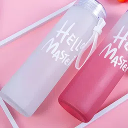 WELOUR Pink & White 2 Pieces Glass Solid Water Bottle-8