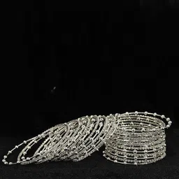 NMII Set Of 26 Silver-Plated Zircon Diamond Stone Studded Bangles image 4