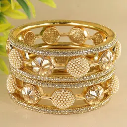 ZULKA Pack of 6 Zircon Diamond & Kundan Stones Bangles image 5