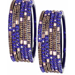 LAVAZZA Set Of 12 Glass Crystals & Cubic Zirconia Studded & Beaded Bangles image 2