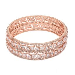 Anouk Set of 2 Rose-Gold Plated American Diamond Studded Bangles image 3