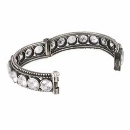 Adwitiya Collection Oxidised Silver-Plated Stone Studded Bangle image 5