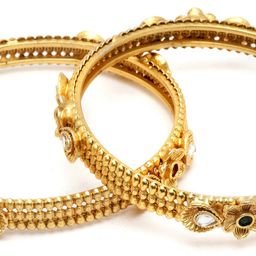 KARATCART Set Of 2 Gold-Plated Stone Studded Bangles image 2