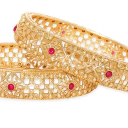 Rubans Set Of 2 Gold-Plated Stone-Studded Bangles image 5