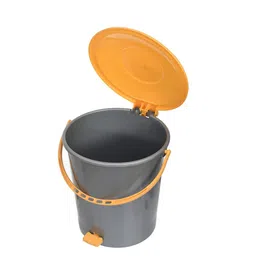 Kuber Industries Grey & Yellow Set Of 2 10L Pedal Dustbin With Handle image 3