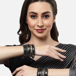 Sanjog Set Of 32 Oxidised Silver-Plated Bangles image 5