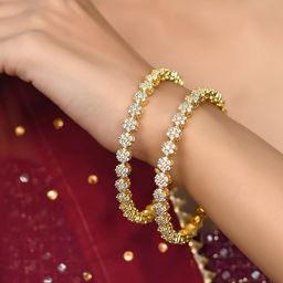RATNAVALI JEWELS Set of 2 Gold-Plated Stone Studded Bangles-48