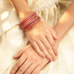 Rubans Set of 2 Gold Plated Kemp Stone Studded Bangles image 5