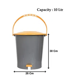 Kuber Industries Grey & Yellow Set Of 2 10L Pedal Dustbin With Handle image 2