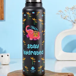 Happening Hippo Black Printed Leak Proof Water Bottle 980ml-image-4