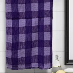 Athom Trendz Pack of 6 Purple Checked 210GSM Eco Saviour Premium Cotton Bath Towel-89