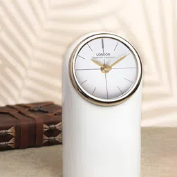 Decor de Maison White Metal Oval Vintage Table Clock-image-56