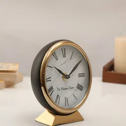 Decor de Maison Gold Toned & Black Round Contemporary Table Clock-7
